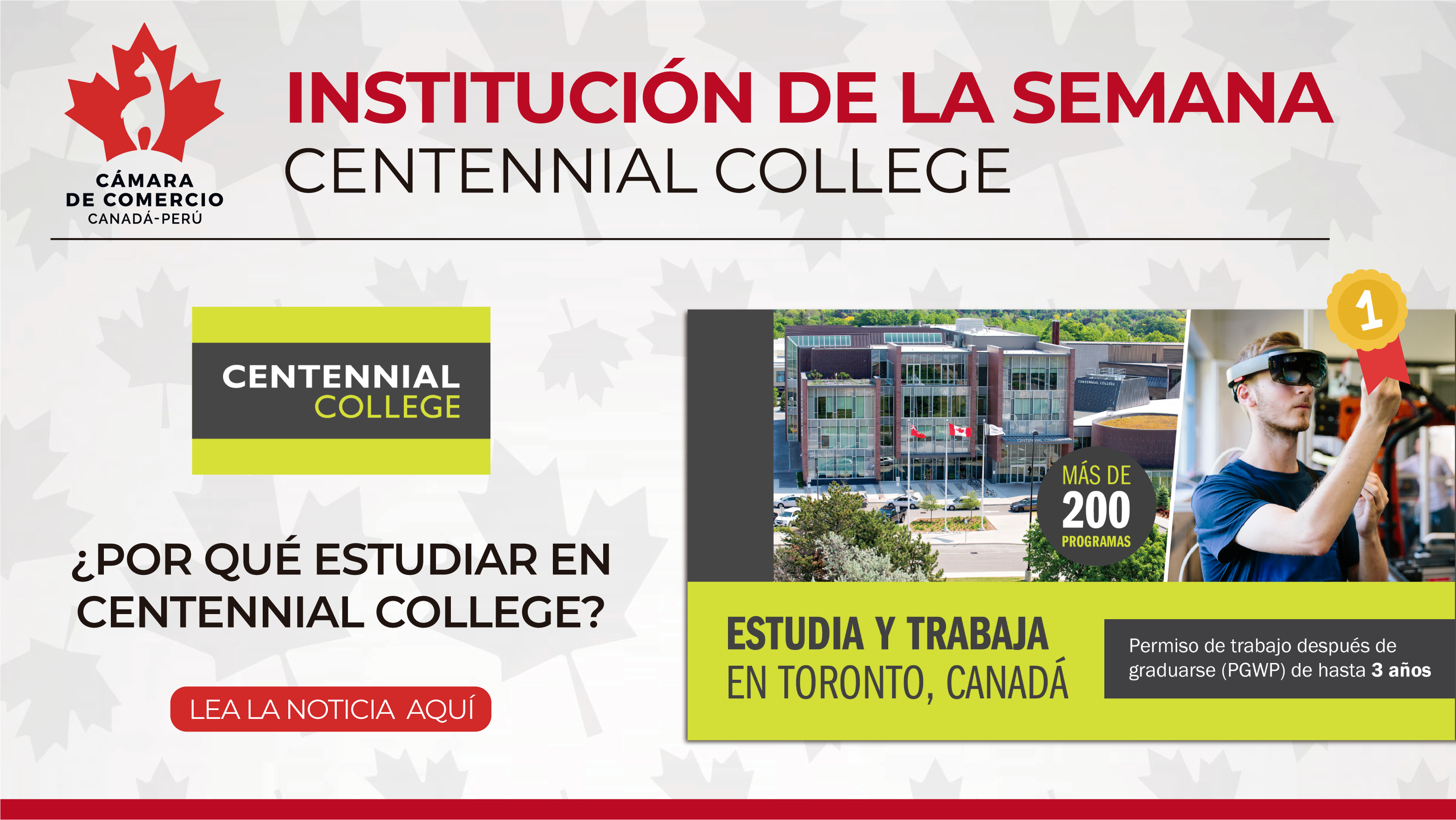 ¿Por qué estudiar en Centennial College? Cámara de comercio CanadáPerú